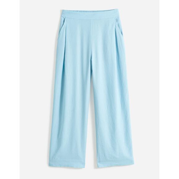 Madewell Linen Blend Pull On Straight Crop Pant Blue Heron Pockets US 8 NWT - Picture 3 of 14